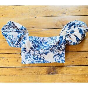 Abercrombie & Fitch y2k Crop Top Womens XS Milkmaid Floral Puff Sleeve Babydoll